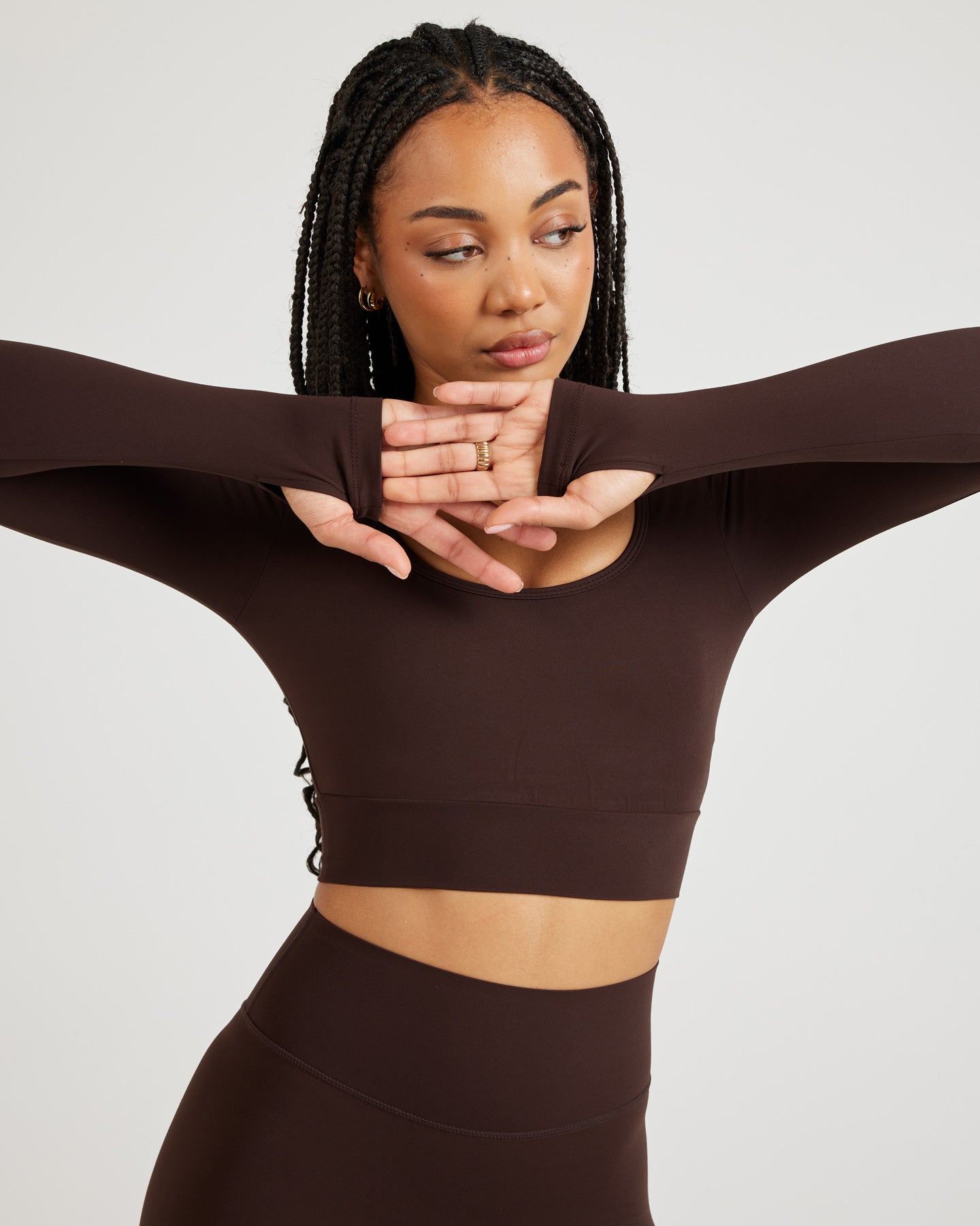 Airey Scoop Crop Long Sleeve - Espresso